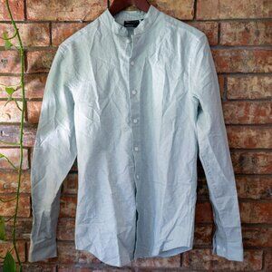 ASOS DESIGN regular smart linen shirt with mandarin collar